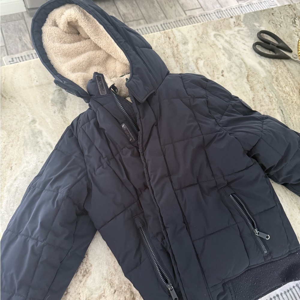 Abercrombie Kids Navy Puffer Jacket with Cream Lining